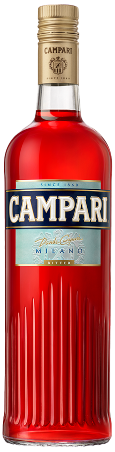 en flaska campari med den nya designen