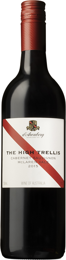 en flaska rödvin high trellis d'arenberg från australien
